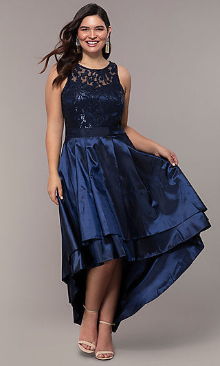 Plus-Size Long V-Neck Prom Dress by Simply