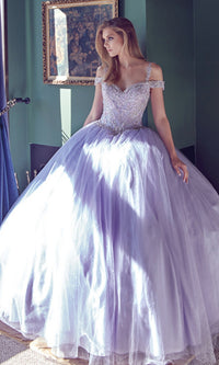 Juliet 1430 Cold-Shoulder Glitter Quinceanera Dress