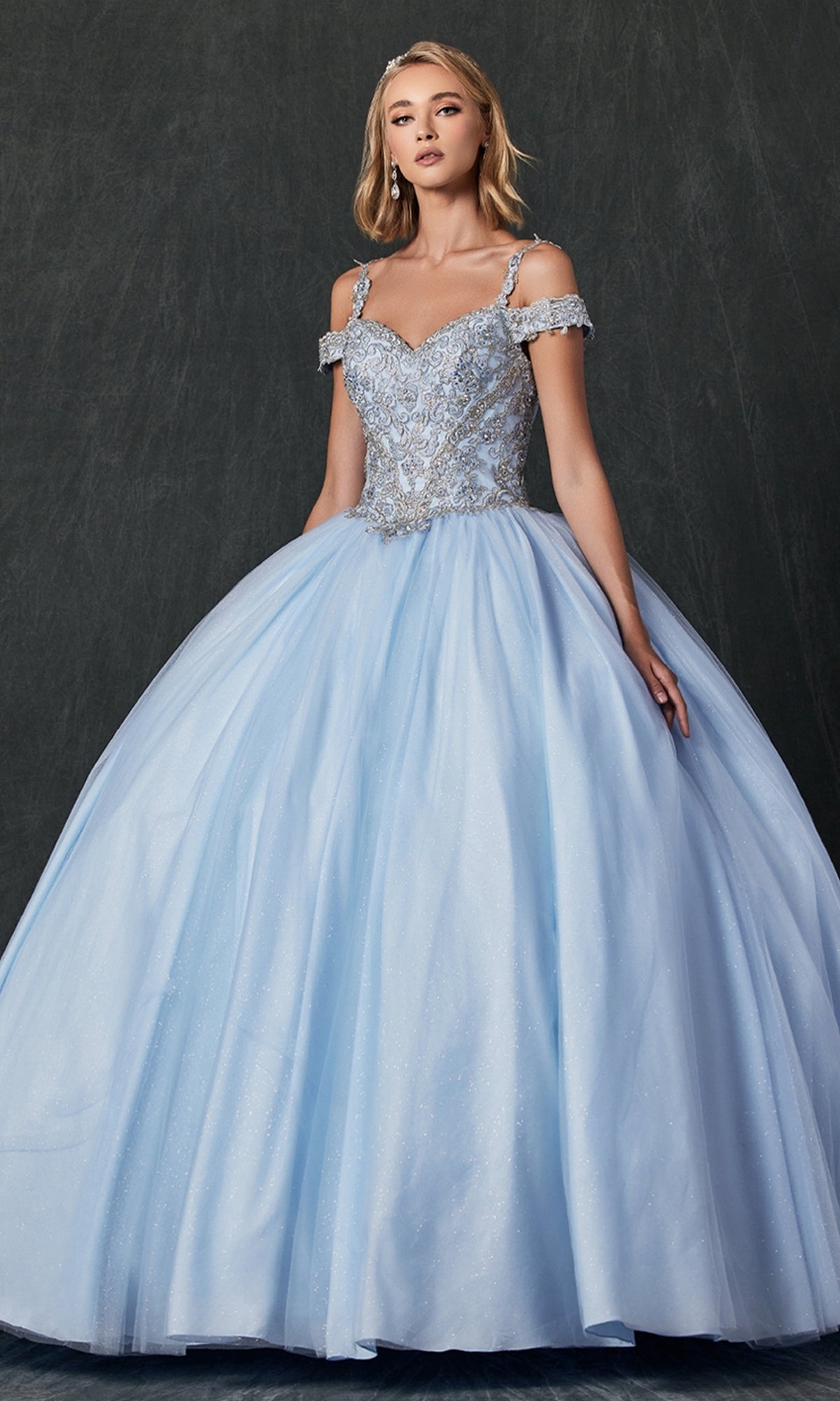 Cold-Shoulder Ball Gown Quinceanera Dress - PromGirl