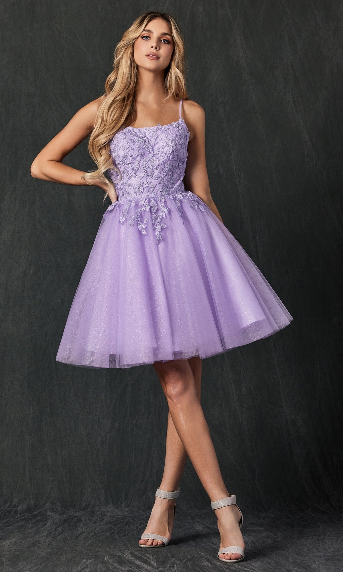 Embroidered-Corset Babydoll Homecoming Dress 860