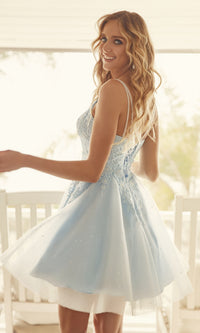 Glitter-Tulle Short Babydoll Homecoming Dress 857