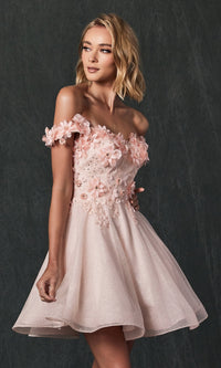 Floral Off-the-Shoulder Short Homecoming Dress 861