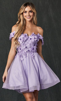 Floral Off-the-Shoulder Short Homecoming Dress 861