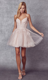 Short Lace-Up Babydoll Homecoming Dress 859