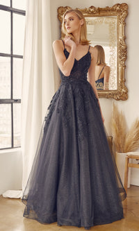 Embroidered Glitter-Tulle Long Prom Ball Gown 251