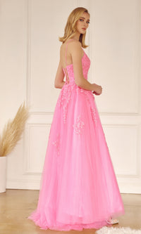 Corset-Back Long Glitter-Tulle Prom Ball Gown 260