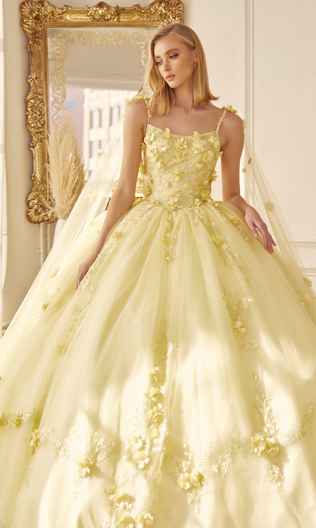 Juliet 1436 Glitter Quinceañera Dress with Cape