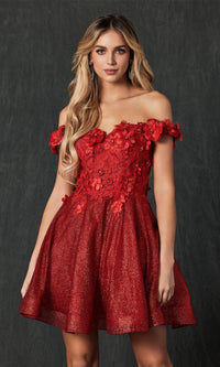 Floral Off-the-Shoulder Short Homecoming Dress 861