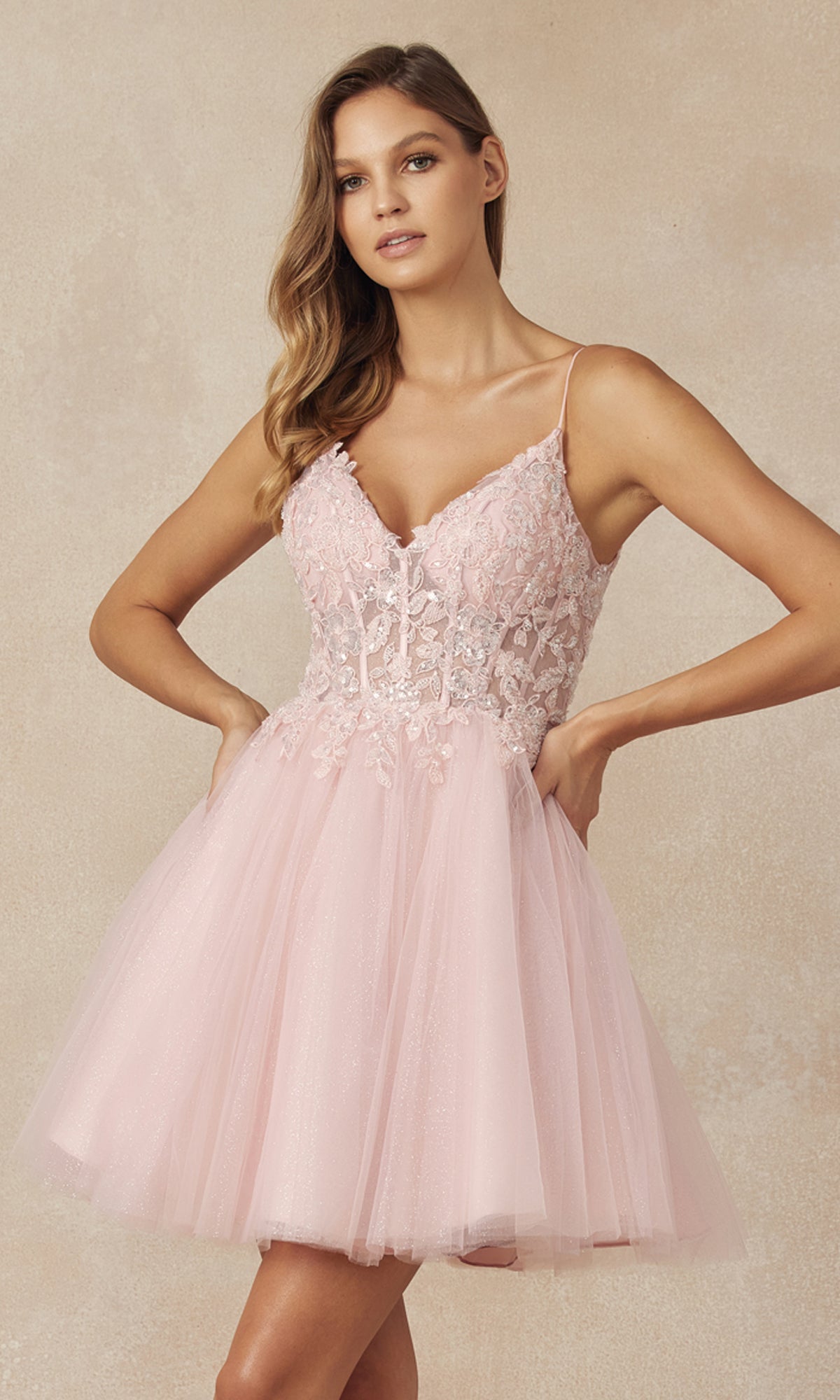 V-Neck Short A-Line Homecoming Dress - PromGirl