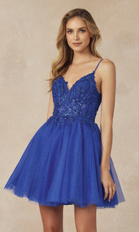 Sheer-Bodice Short A-Line Homecoming Dress 863