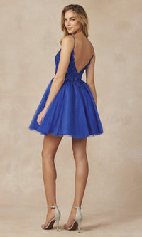 Sheer-Bodice Short A-Line Homecoming Dress 863