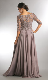 Sleeved Long Formal Dress: Amelia Couture 7046