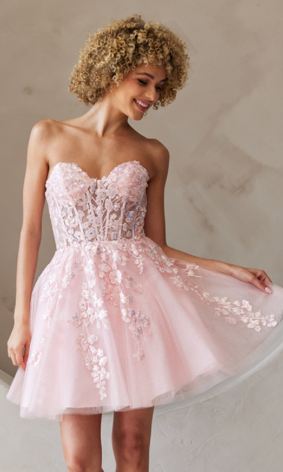 Strapless Short Pastel Homecoming Dress BZ9024S Blush 0