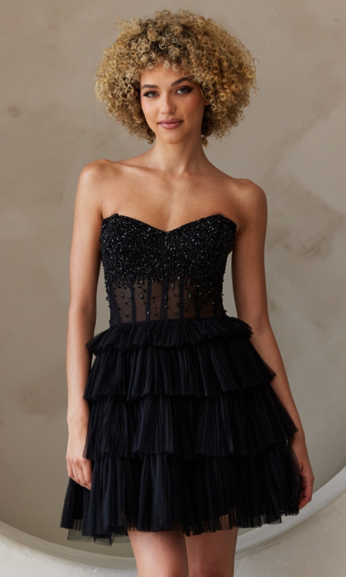 Strapless Short Ruffled A-Line Hoco Dress BZ9999S