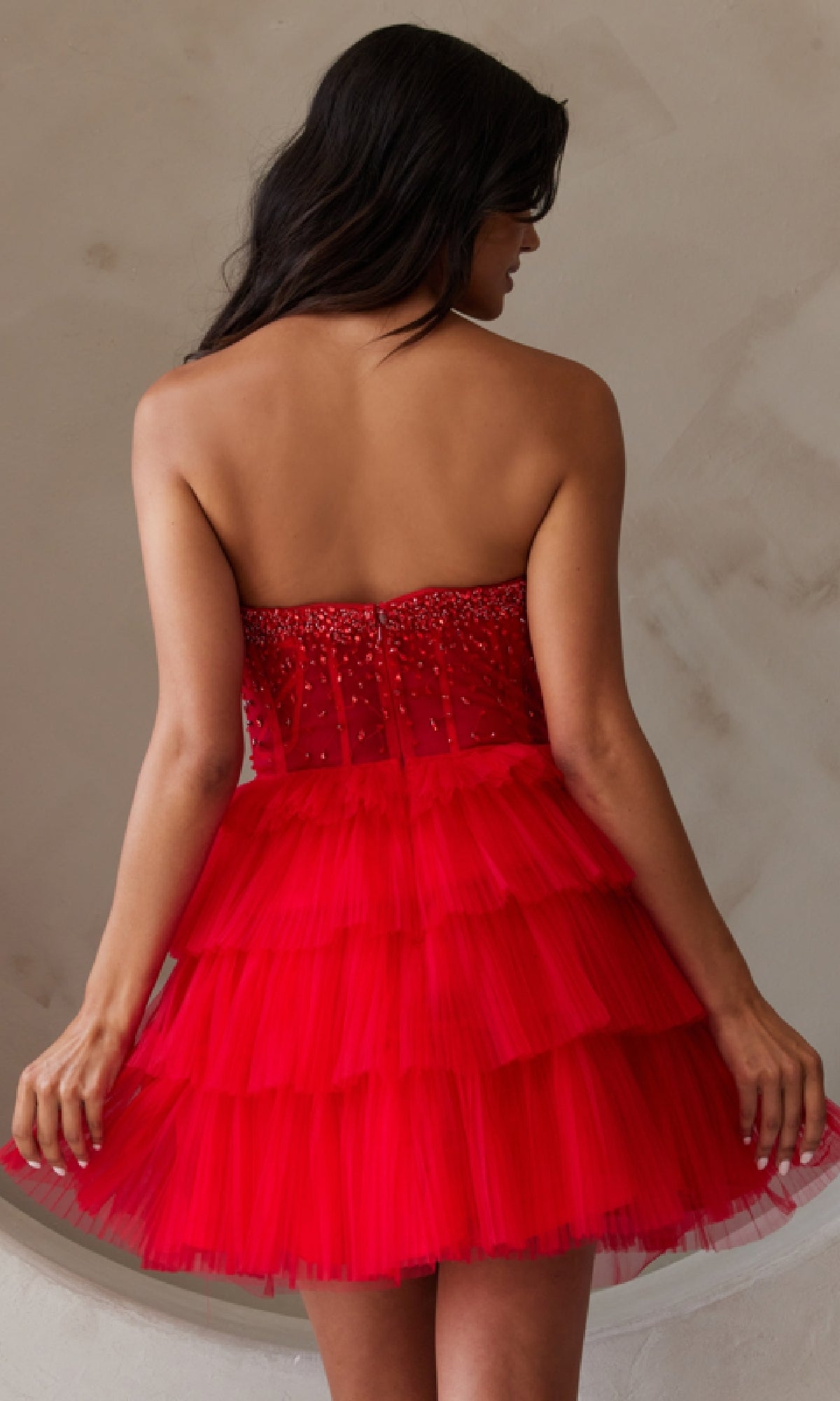 Strapless Short Ruffled A-Line Hoco Dress BZ9999S