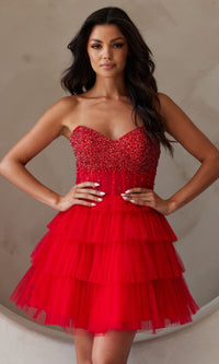 Strapless Short Ruffled A-Line Hoco Dress BZ9999S