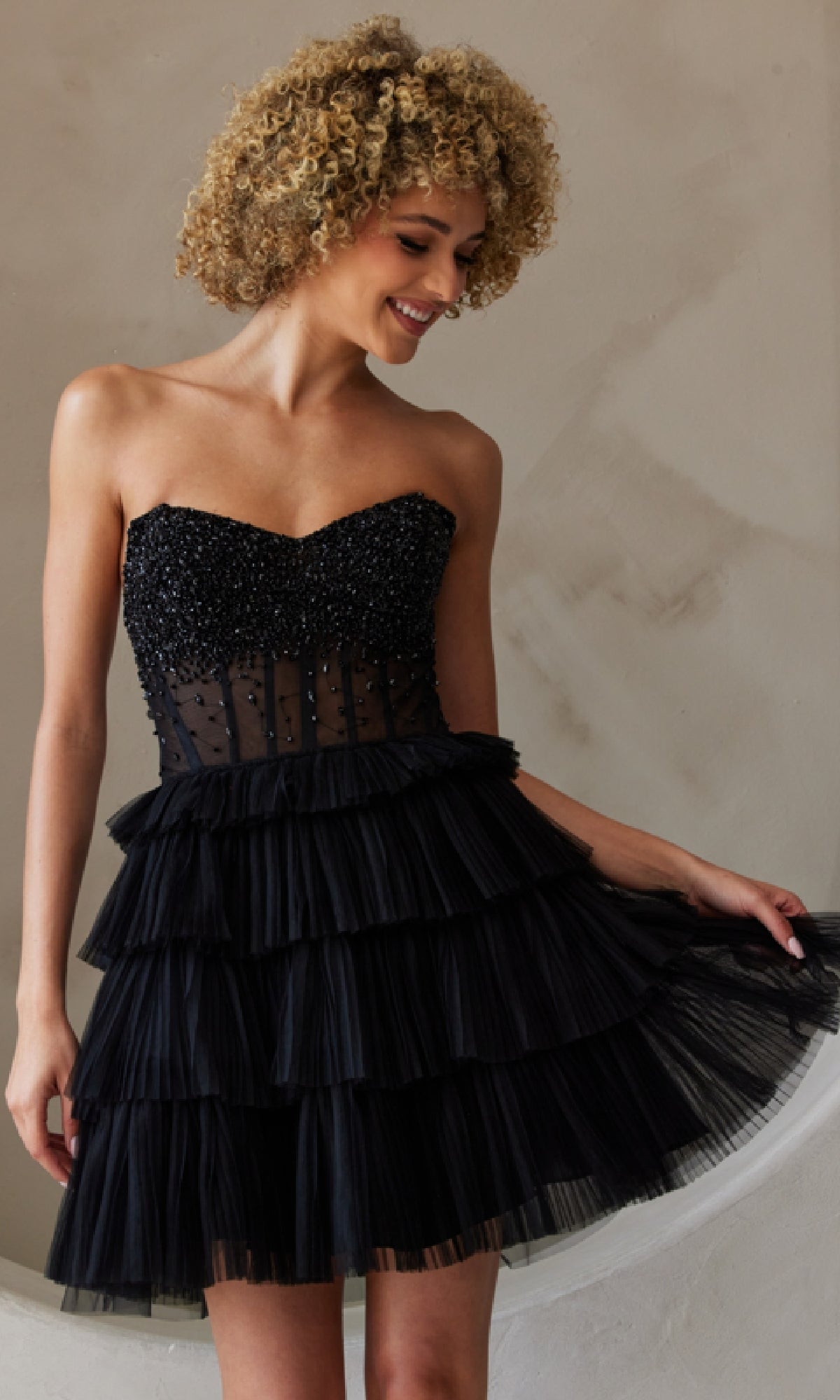 Strapless Short Ruffled A-Line Hoco Dress BZ9999S