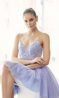 Sheer-Bodice Short A-Line Homecoming Dress 863