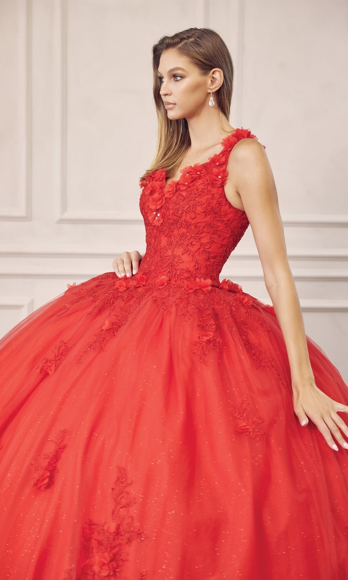 Juliet 1437R Red Ball Gown Quinceañera Dress