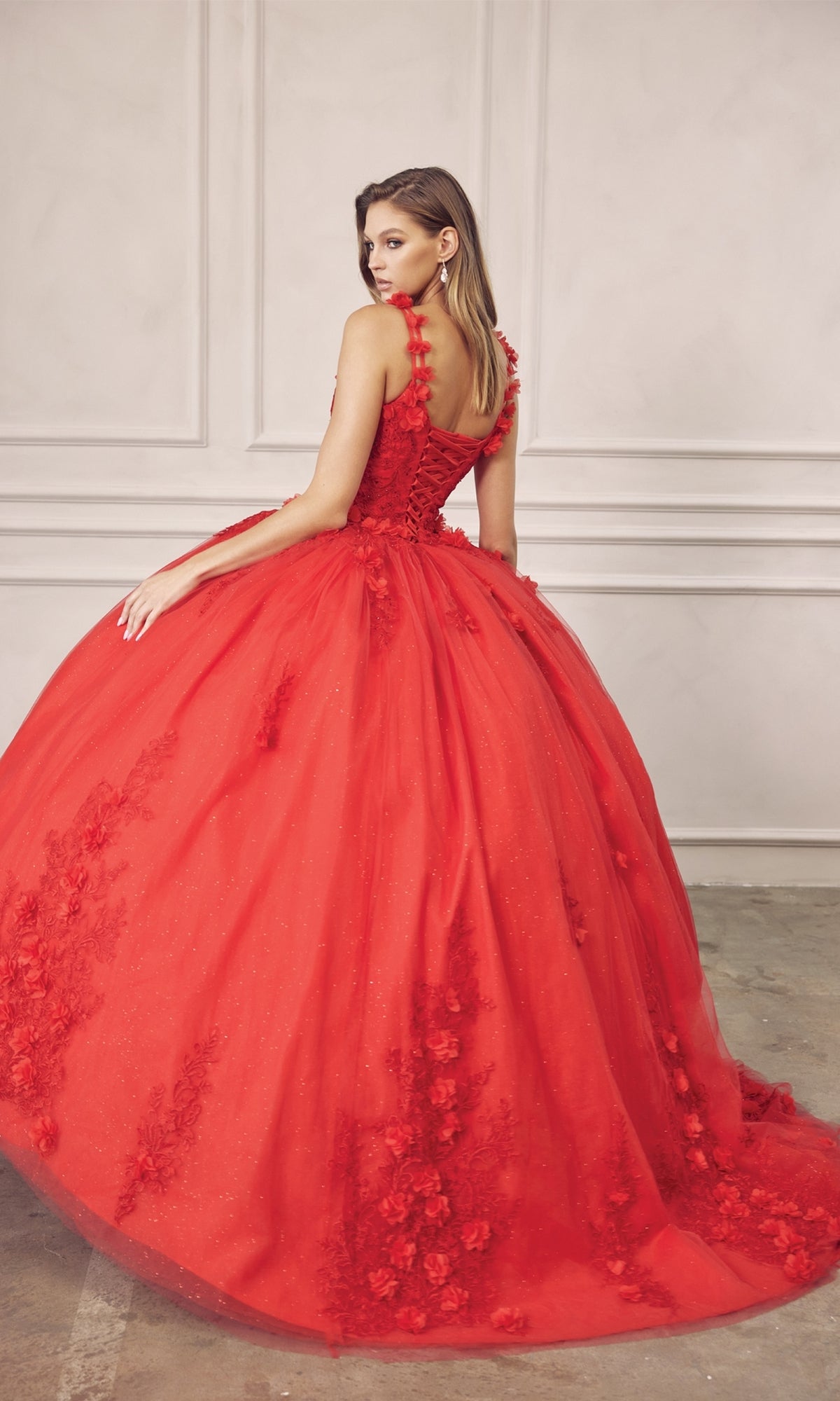 Juliet 1437R Red Ball Gown Quinceañera Dress