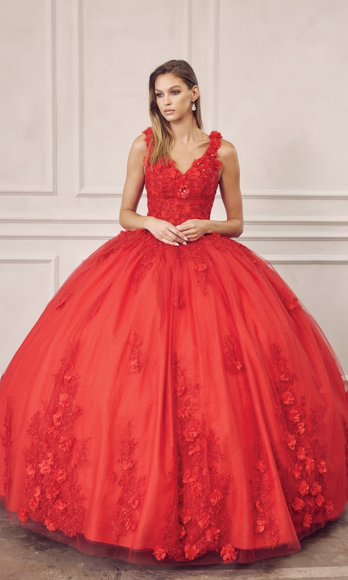 Juliet 1437R Red Ball Gown Quinceañera Dress