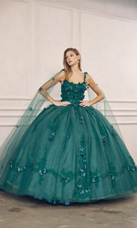 Juliet 1436 Glitter Quinceañera Dress with Cape