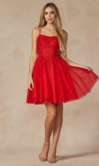 Embroidered-Corset Babydoll Homecoming Dress 860