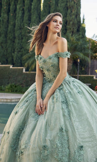 white and green quinceanera dresses