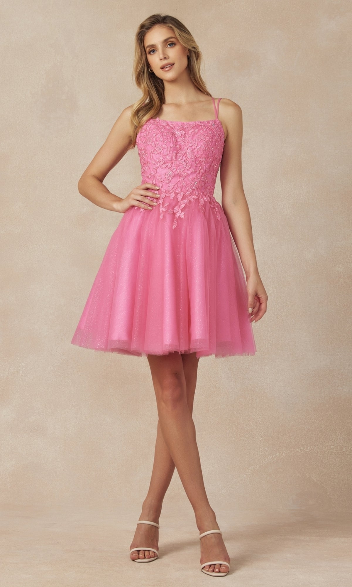 Embroidered-Corset Babydoll Homecoming Dress 860