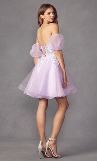 Puff-Sleeve Short Butterfly Homecoming Dress 901