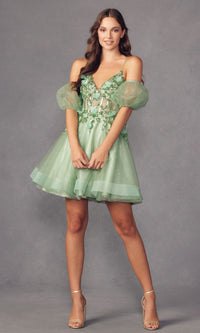 Puff-Sleeve Short Butterfly Homecoming Dress 901