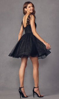 Short Babydoll Homecoming Dress with Feathers 881