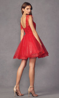 Short Babydoll Homecoming Dress with Feathers 881