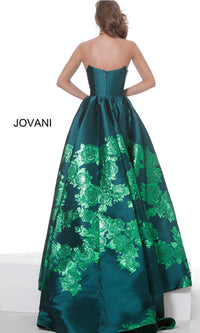 Jovani Strapless Floral Long Prom Ball Gown 02038