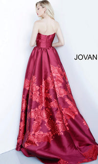 Jovani Strapless Floral Long Prom Ball Gown 02038