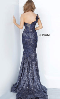 Jovani One-Shoulder Glitter Long Prom Dress 02445