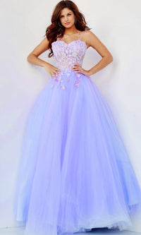 Lilac Purple Sheer-Bodice Prom Ball Gown by Jovani