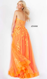 Jovani Strapless Long Lace A-Line Prom Dress 07901