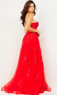 Jovani Strapless Long Lace A-Line Prom Dress 07901