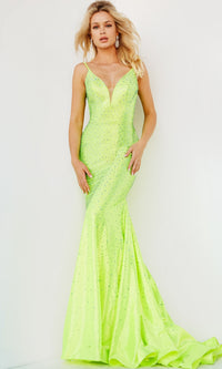 Jovani Cut-Out-Back Long Beaded Prom Dress 08157