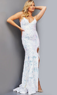 Jovani Backless Long Sequin Prom Dress 08255