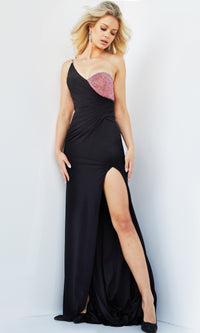 Jovani One-Shoulder Two-Tone Long Prom Dress 09021