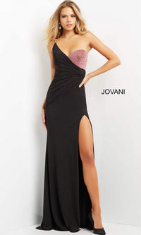 Jovani One-Shoulder Two-Tone Long Prom Dress 09021