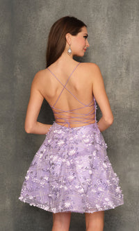 Dave & Johnny Lilac Short Floral Homecoming Dress