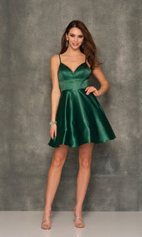 Beaded-Bodice Emerald Green Homecoming Dress 10845