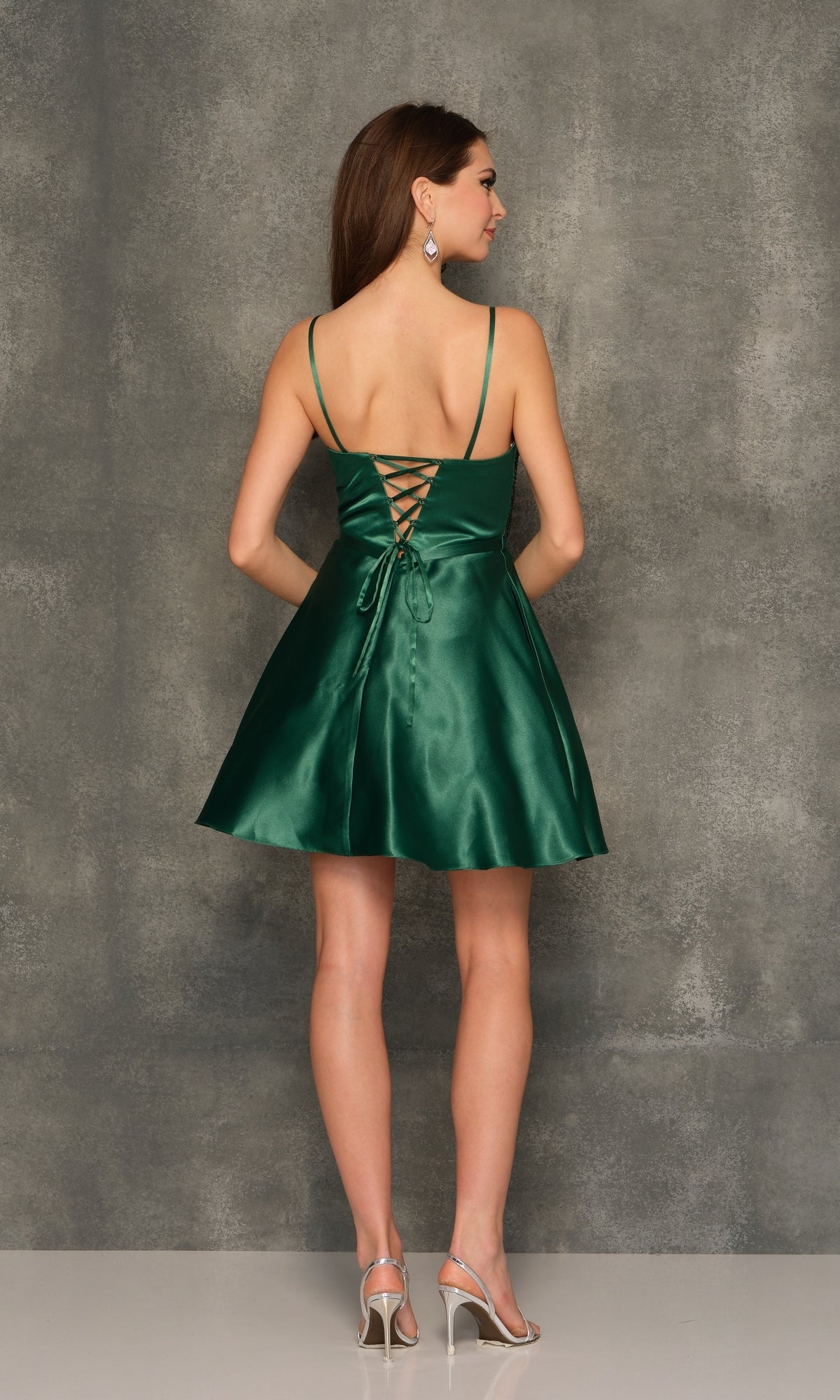 Beaded-Bodice Emerald Green Homecoming Dress 10845