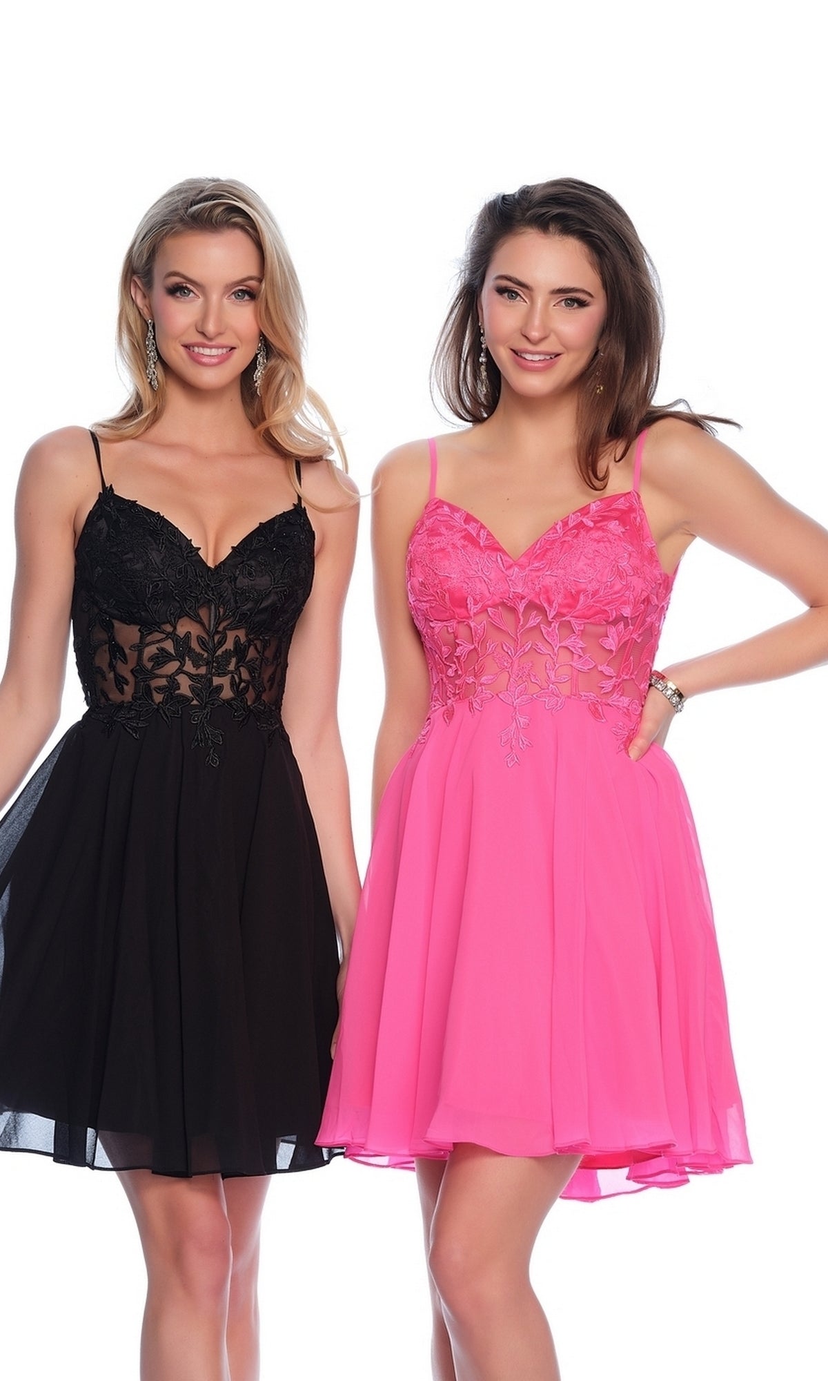 Sheer Lace-Bodice Short Homecoming Dress 10889