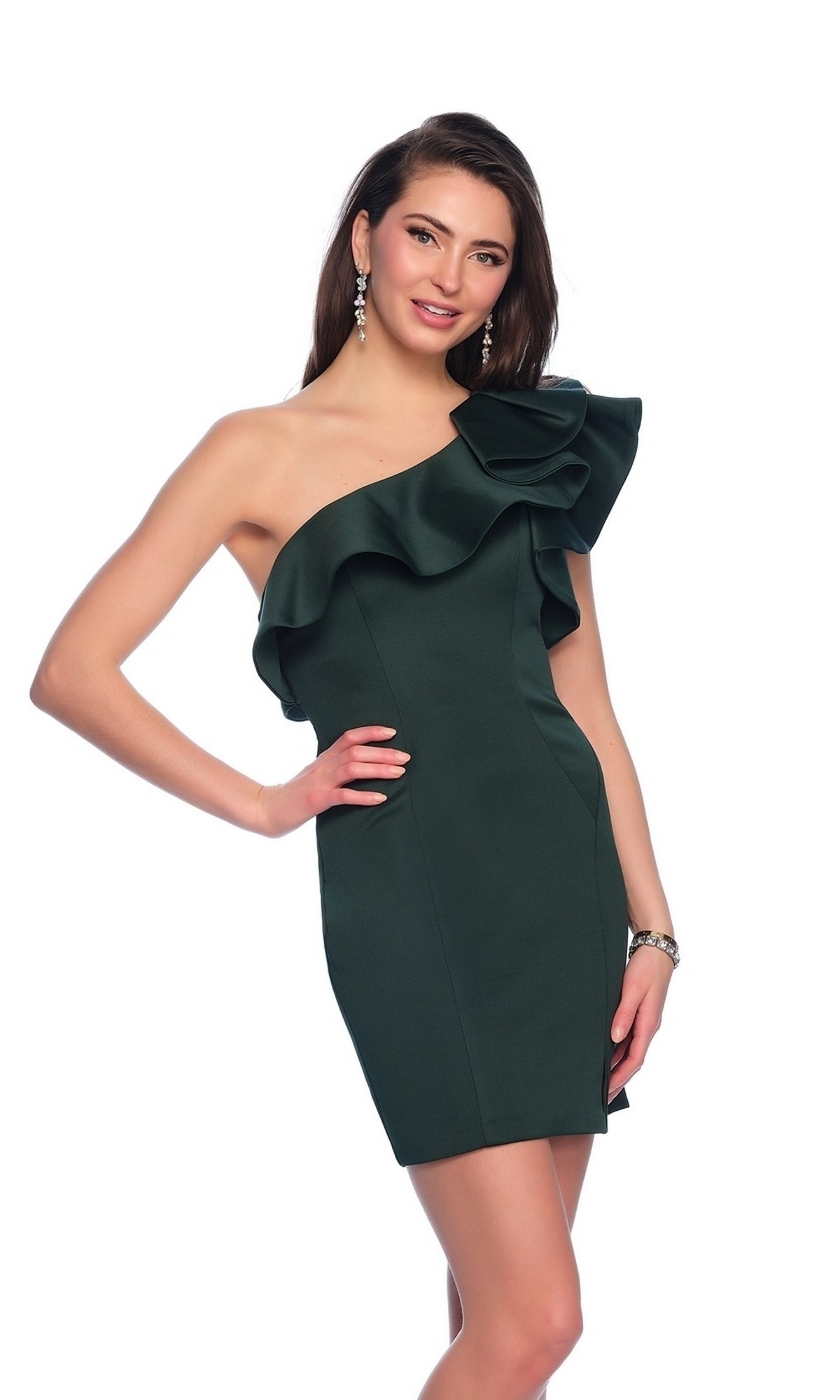 One-Shoulder Short Ruffled Homecoming Dress 10933