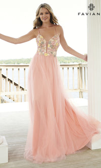 Faviana Long Prom Dress with Sequin Floral 11001