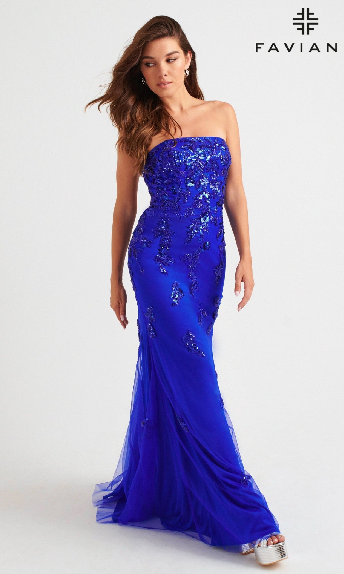 Faviana Strapless Long Beaded Prom Dress 11004